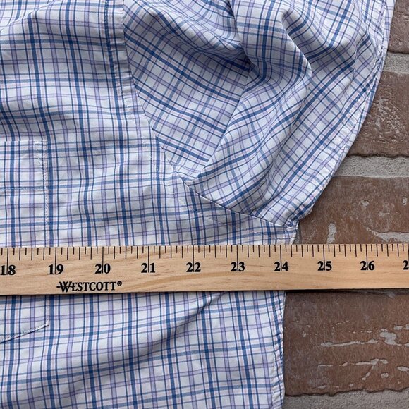 Peter Millar Shirt Men Large Blue Pink Check Plaid Summer Comfort Nylon Stretch - Picture 5 of 11
